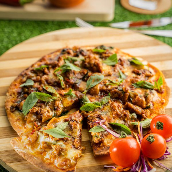 Pad Kra Pao Naan Pizza  